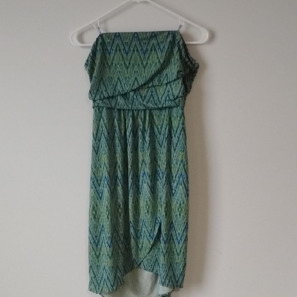 Jennifer Lopez Green and Blue High Low Dress